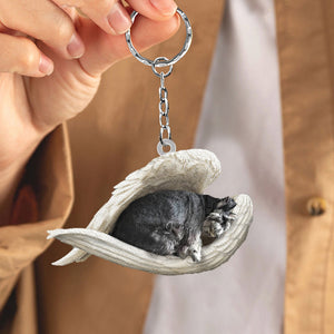 Standard Schnauzer Sleeping Angel Acrylic Keychaine