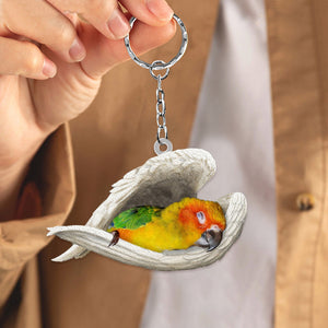 Sun conure Sleeping Angel Acrylic Keychain
