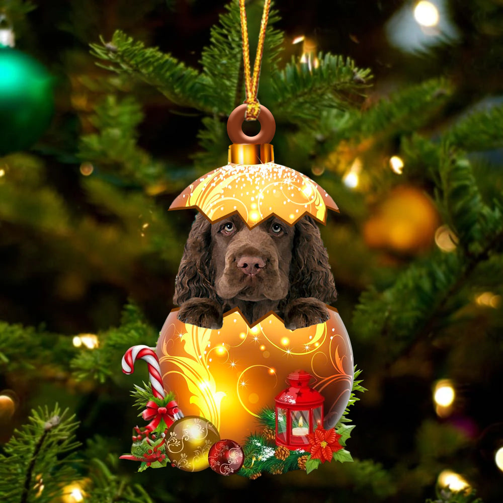 Sussex Spaniel In Golden Egg Christmas Ornament