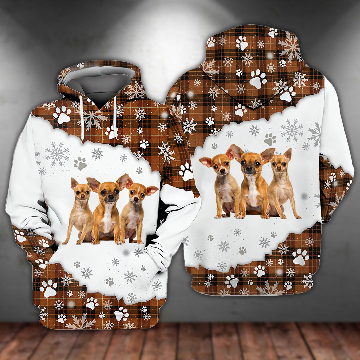 TAN Chihuahua Happy Holiday Unisex Hoodie