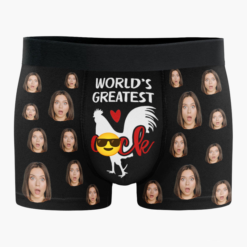 Custom Photo World’s Greatest Cock - Funny Personalized Custom Boxer Briefs, Men's Boxer - Birthday Gift For Boyfriend, Husband, Anniversary
