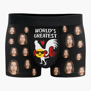 Custom Photo World’s Greatest Cock - Funny Personalized Custom Boxer Briefs, Men's Boxer - Birthday Gift For Boyfriend, Husband, Anniversary