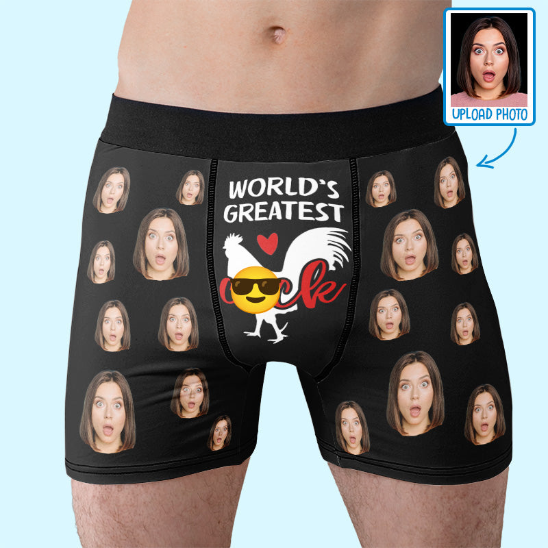 Custom Photo World’s Greatest Cock - Funny Personalized Custom Boxer Briefs, Men's Boxer - Birthday Gift For Boyfriend, Husband, Anniversary