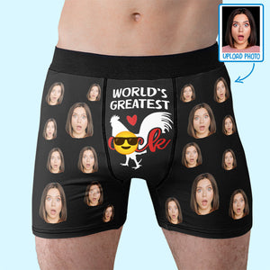 Custom Photo World’s Greatest Cock - Funny Personalized Custom Boxer Briefs, Men's Boxer - Birthday Gift For Boyfriend, Husband, Anniversary
