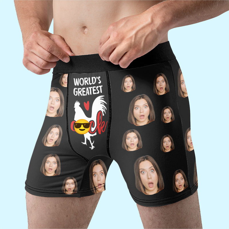 Custom Photo World’s Greatest Cock - Funny Personalized Custom Boxer Briefs, Men's Boxer - Birthday Gift For Boyfriend, Husband, Anniversary