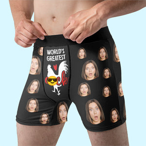 Custom Photo World’s Greatest Cock - Funny Personalized Custom Boxer Briefs, Men's Boxer - Birthday Gift For Boyfriend, Husband, Anniversary