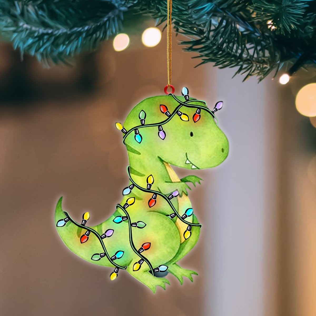 T Rex Christmas Light Hanging Ornament