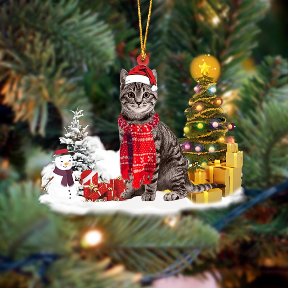 Tabby Cat Christmas Ornament