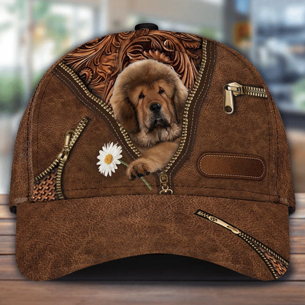 Mastiff Holding Daisy Unisex Cap