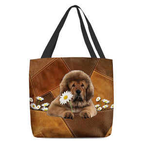 Mastiff Holding Daisy All Over Printed Tote Bag