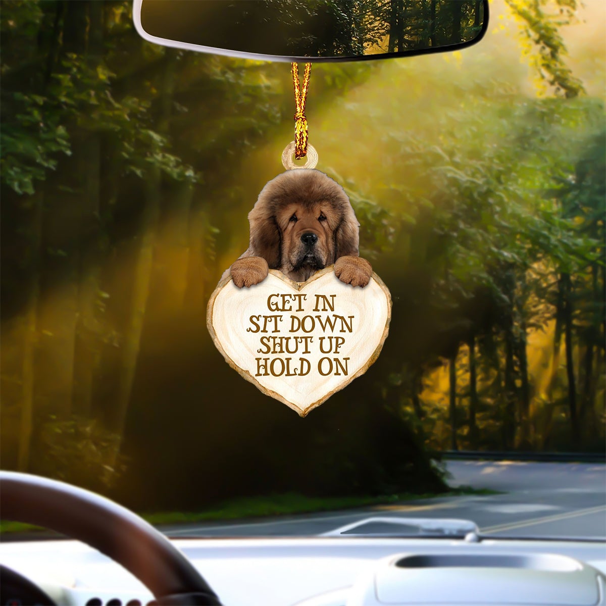 Tibetan Mastiff Heart Shape Get In Car Hanging Ornament