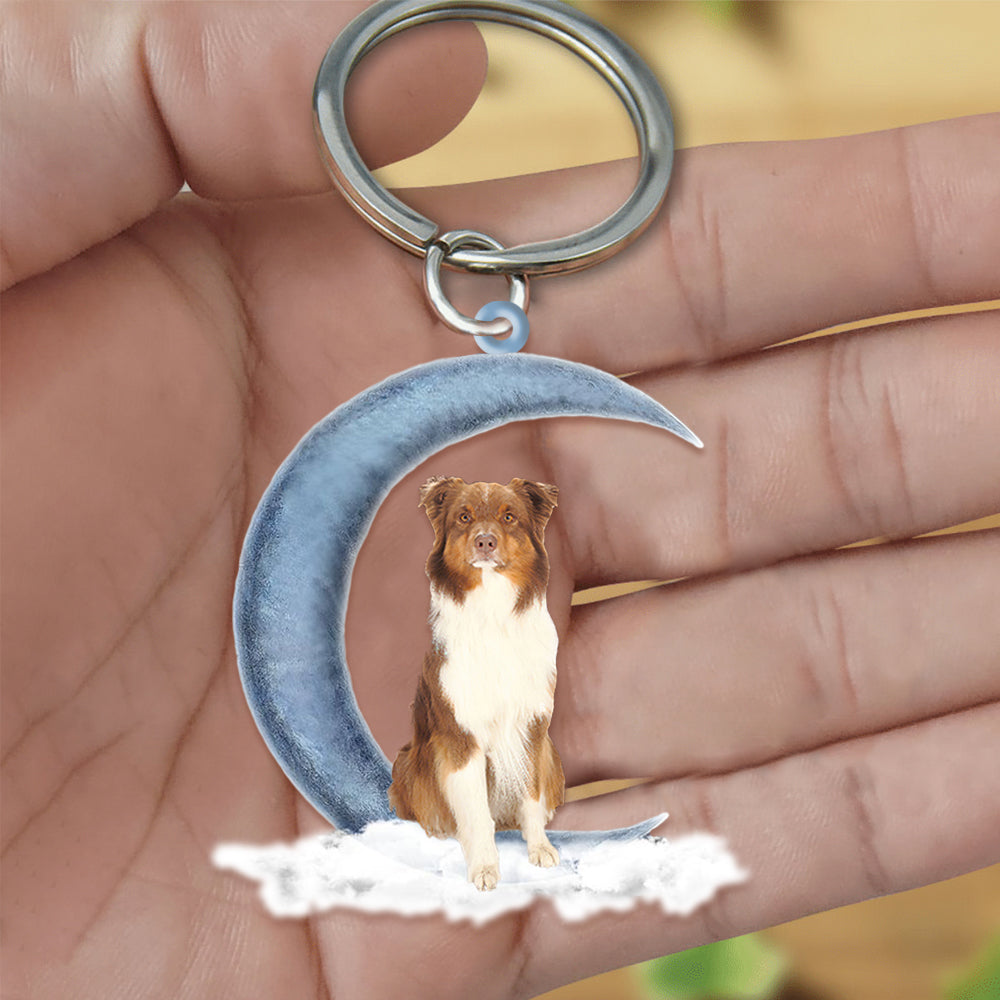 Tri Red Aussie On The Moon Flat Acrylic Keychain