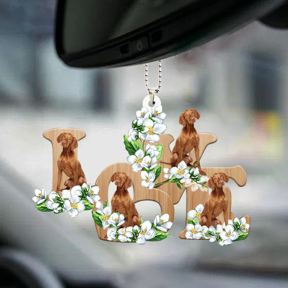 Vizsla Love Flowers Dog Lover Car Hanging Ornament