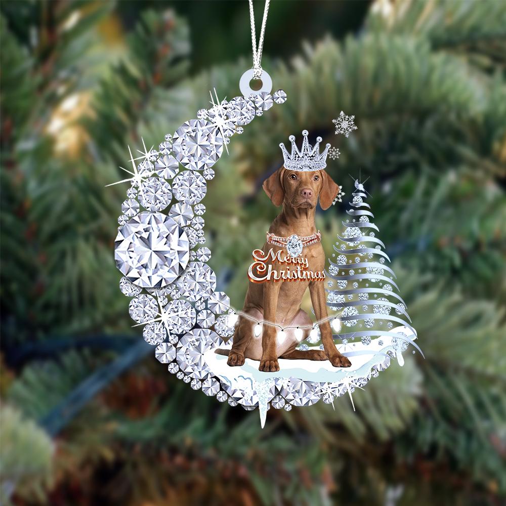 Vizsla Diamond Moon Merry Christmas Ornament