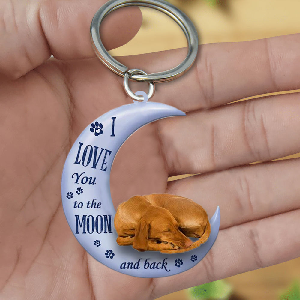 Vizsla I Love You To The Moon And Back Flat Acrylic Keychain