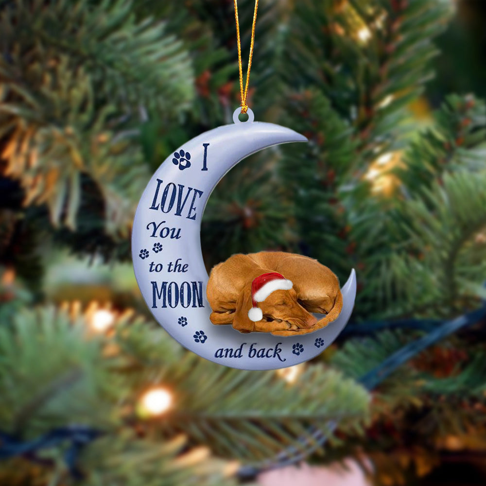 Vizsla I Love You To The Moon And Back Christmas Ornament
