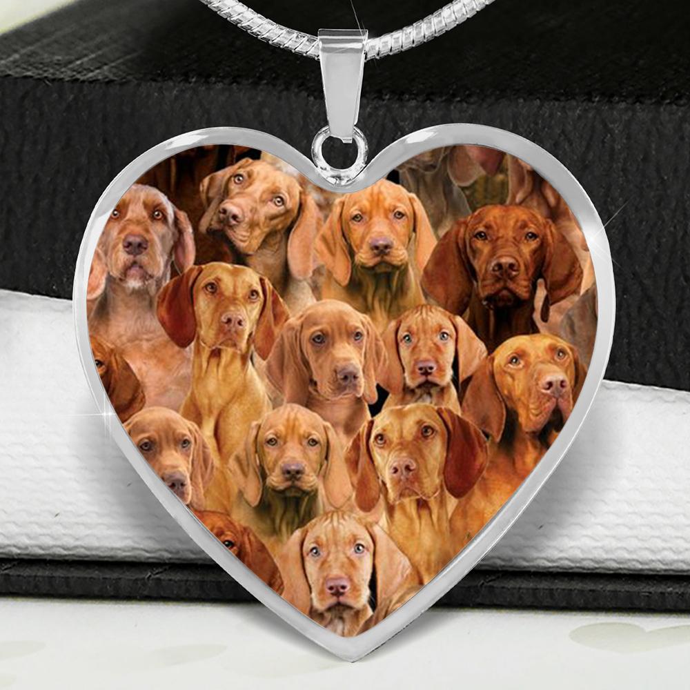 A Bunch Of Vizslas Heart Necklace