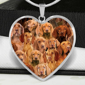 A Bunch Of Vizslas Heart Necklace