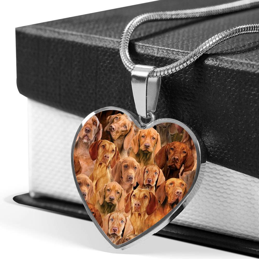 A Bunch Of Vizslas Heart Necklace