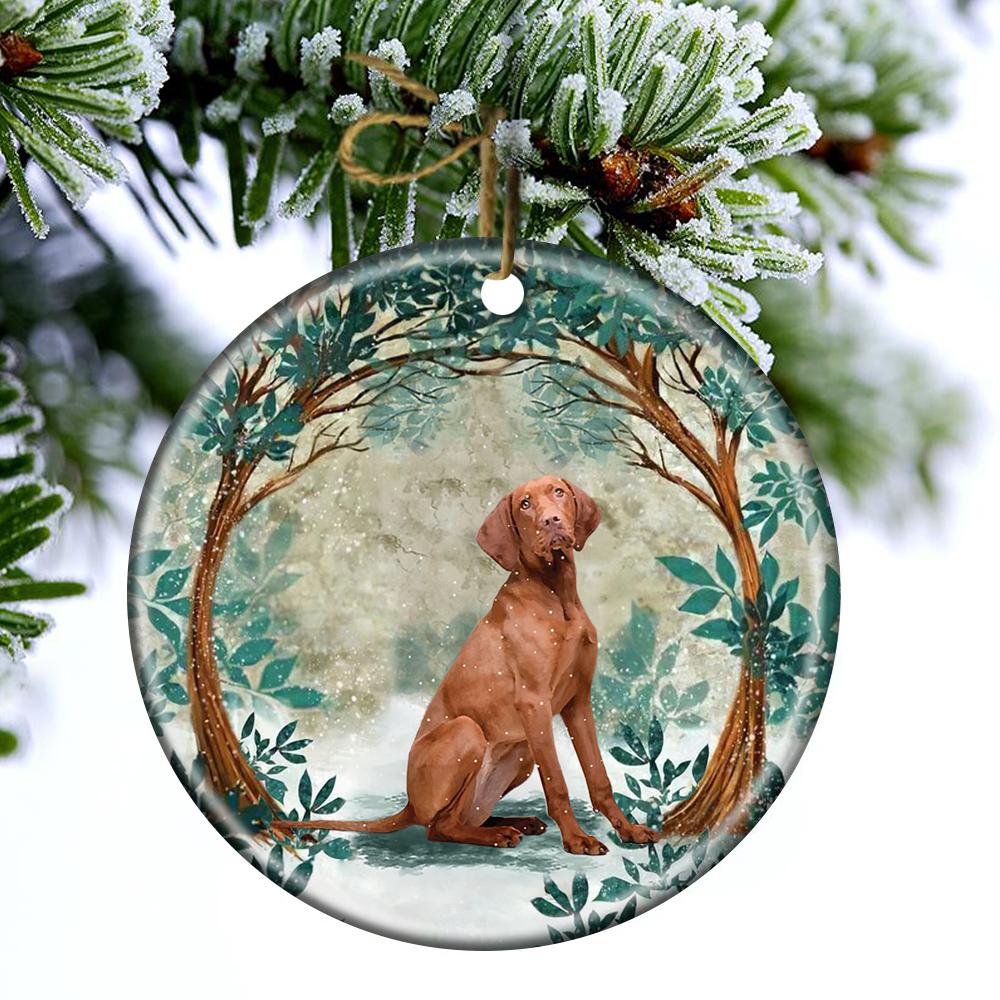 Vizslas Among Forest Porcelain/Ceramic Ornament