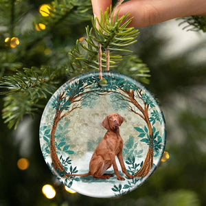 Vizslas Among Forest Porcelain/Ceramic Ornament