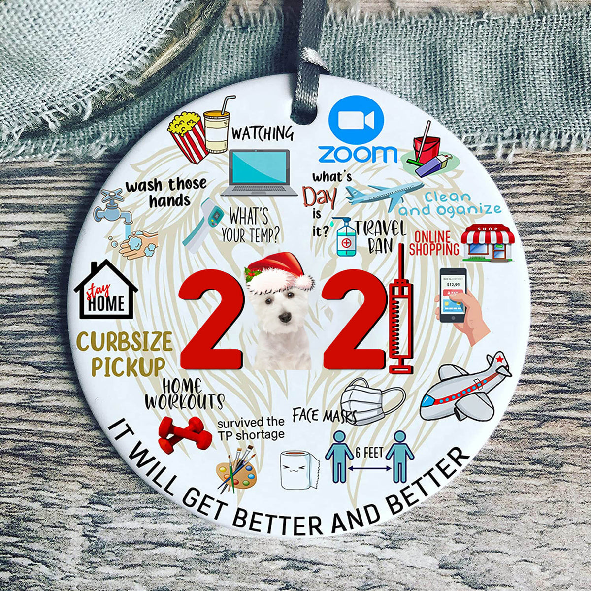 Westie Covid Commemorative Ornament 2021 Christmas Tree Ornaments