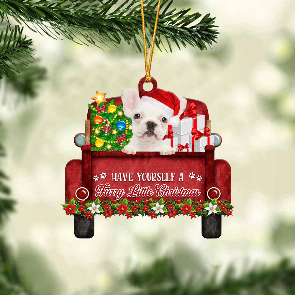 WHITE French Bulldog Have Yourself A Furry Little Christmas Ornament