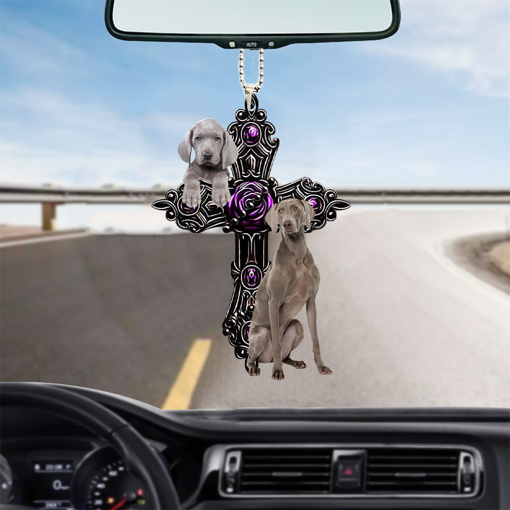 Weimaraner Pray For God Car Hanging Ornament