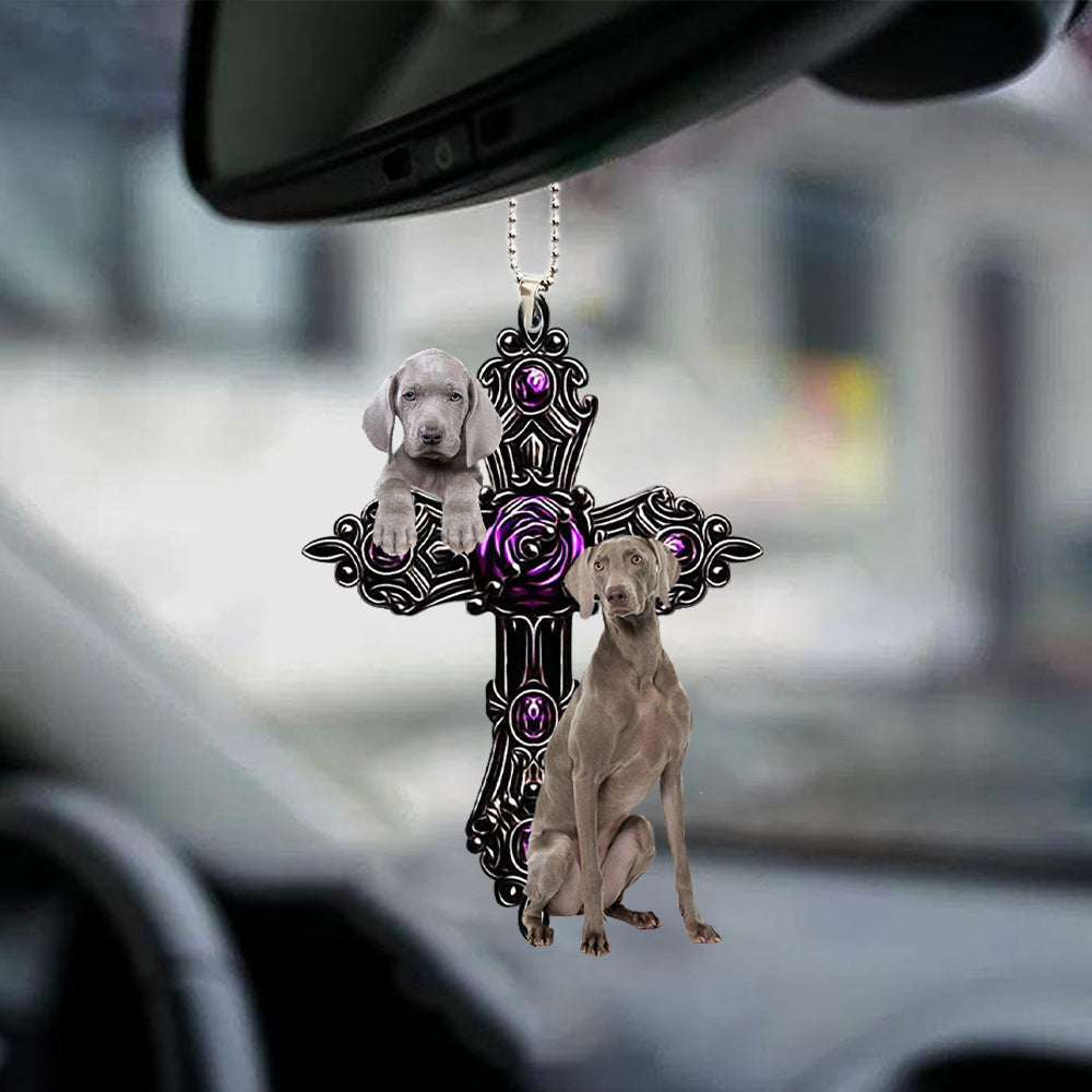 Weimaraner Pray For God Car Hanging Ornament