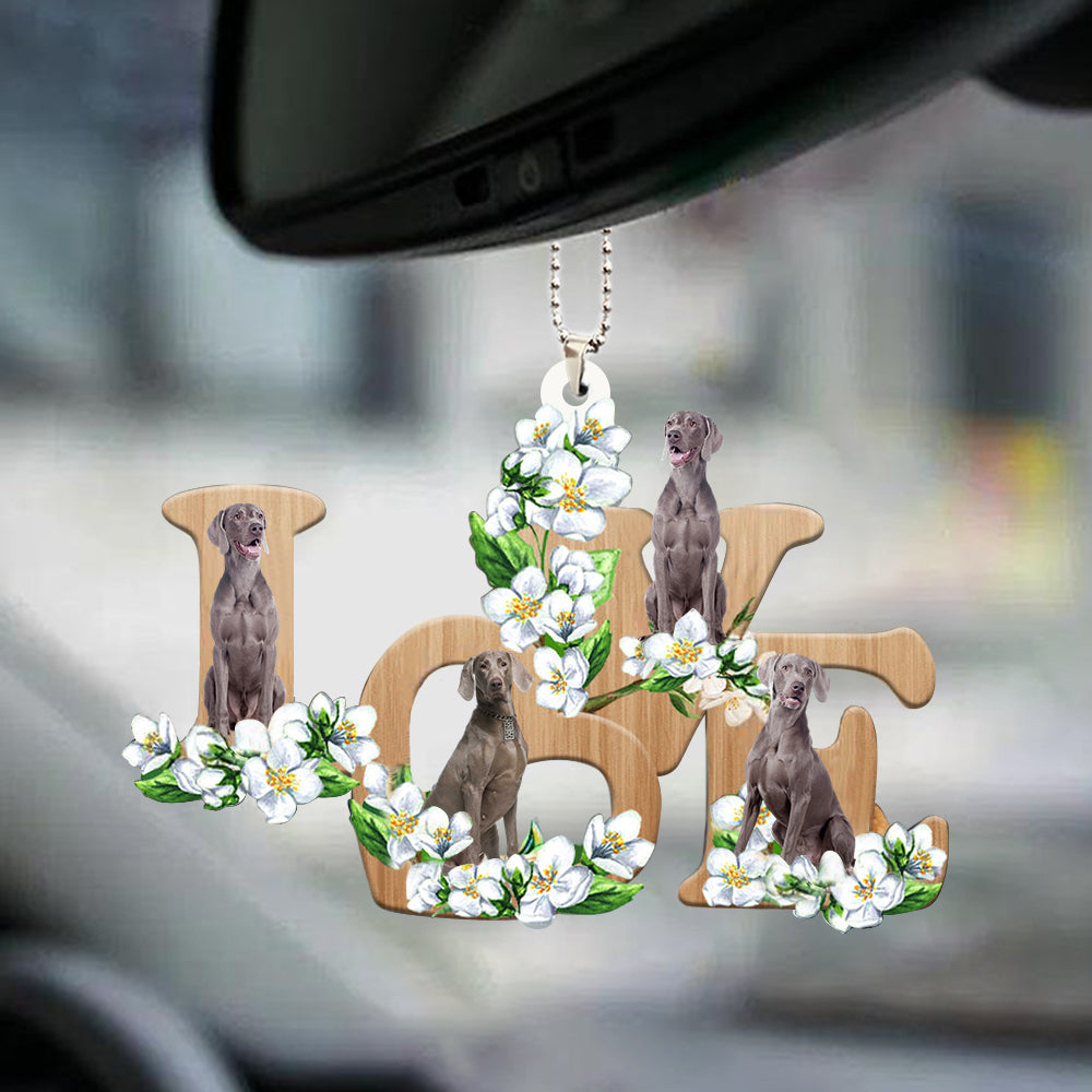 Weimaraner Love Flowers Dog Lover Car Hanging Ornament