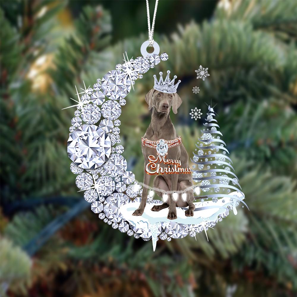 Weimaraner Diamond Moon Merry Christmas Ornament
