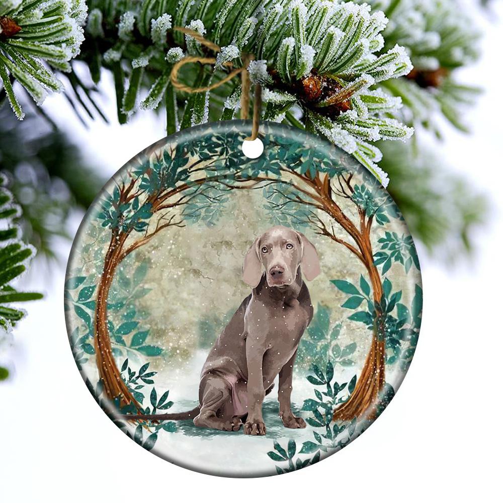 Weimaraner Among Forest Porcelain/Ceramic Ornament