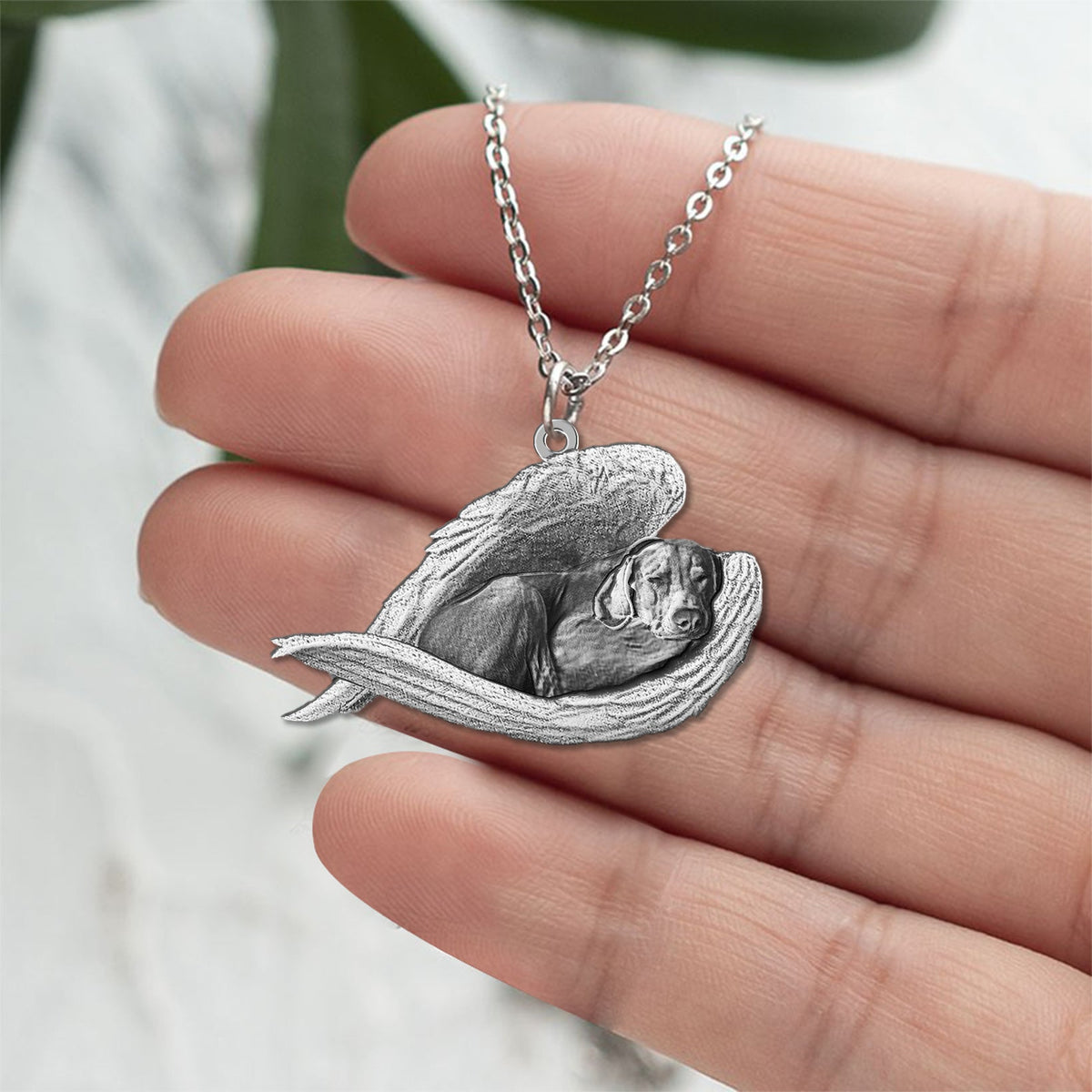 Weimaraner Sleeping Angel Necklace