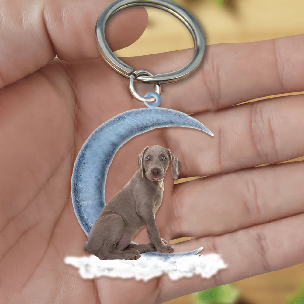 Weimaraner On The Moon Flat Acrylic Keychain