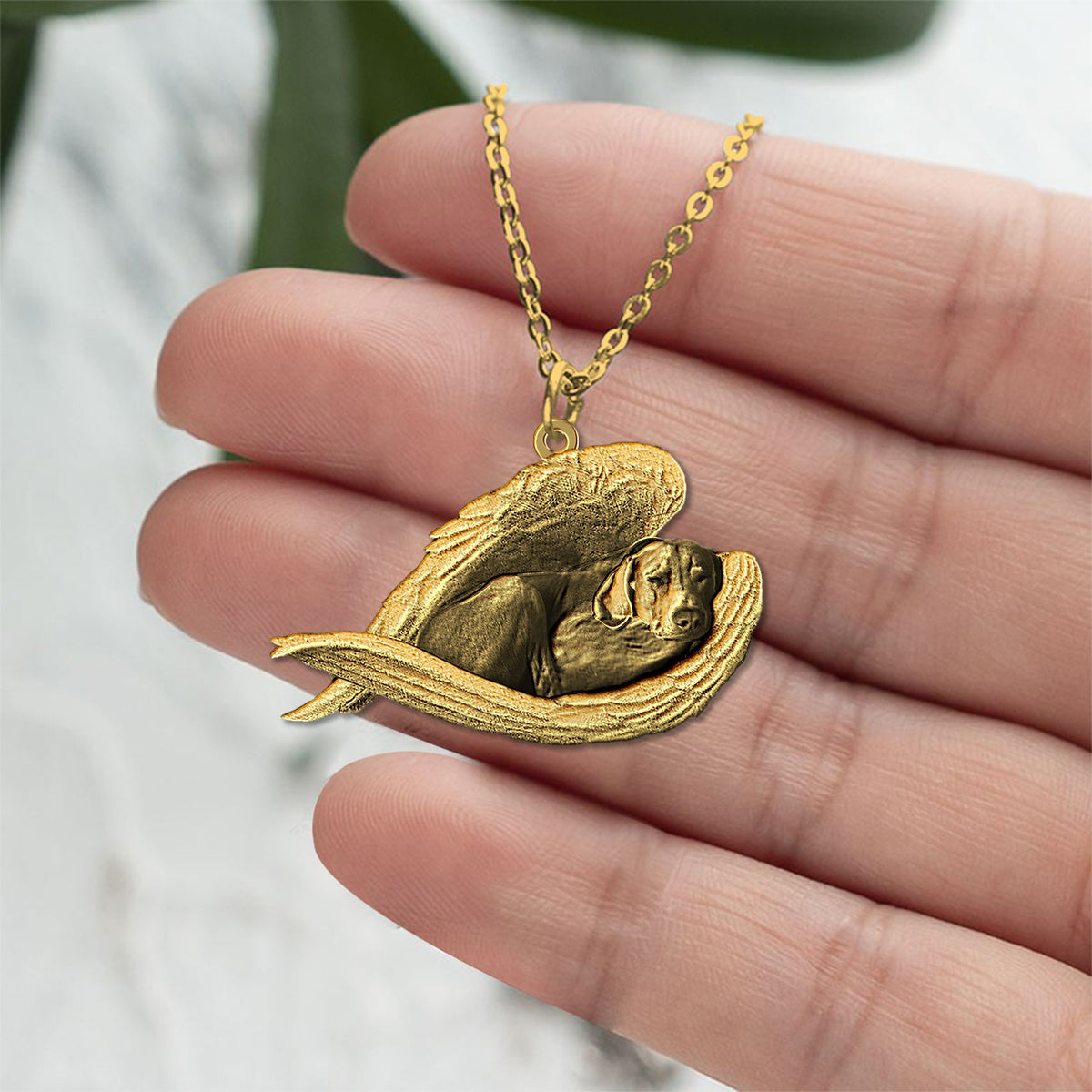 Weimaraner Sleeping Angel Necklace