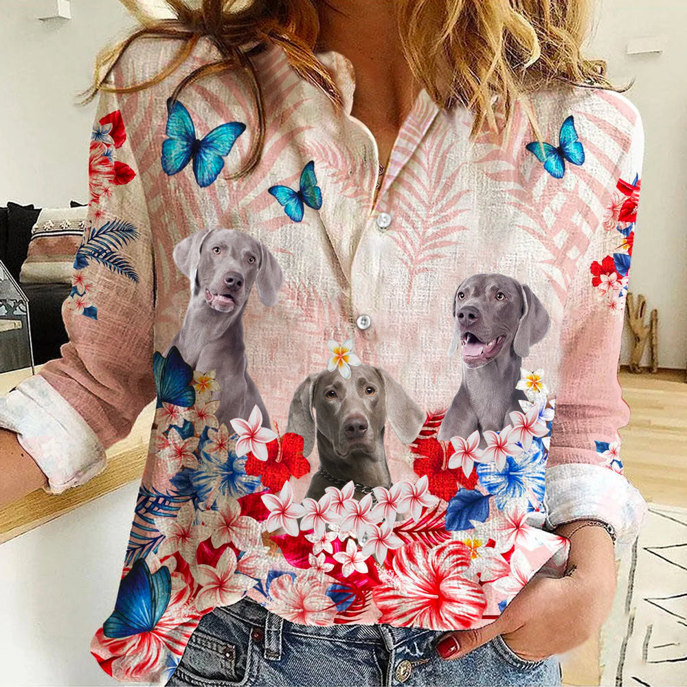 Weimaraner Floral Casual Shirt