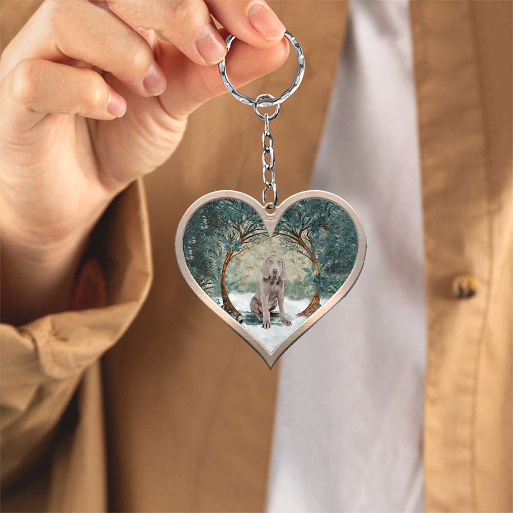 Weimaraner Heart Shape Stainless Steel Keychain