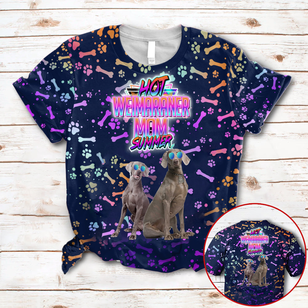 Hot Weimaraner Mom Summer Neon Tropical Desing 3D All Over Print T-Shirt