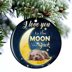 Weimaraner I Love You To The Moon And Back Porcelain/Ceramic Ornament