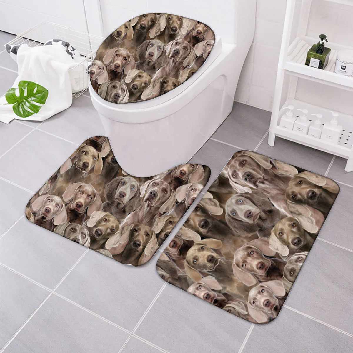 A  Bunch Of Weimaraners Bathroom Mat Set