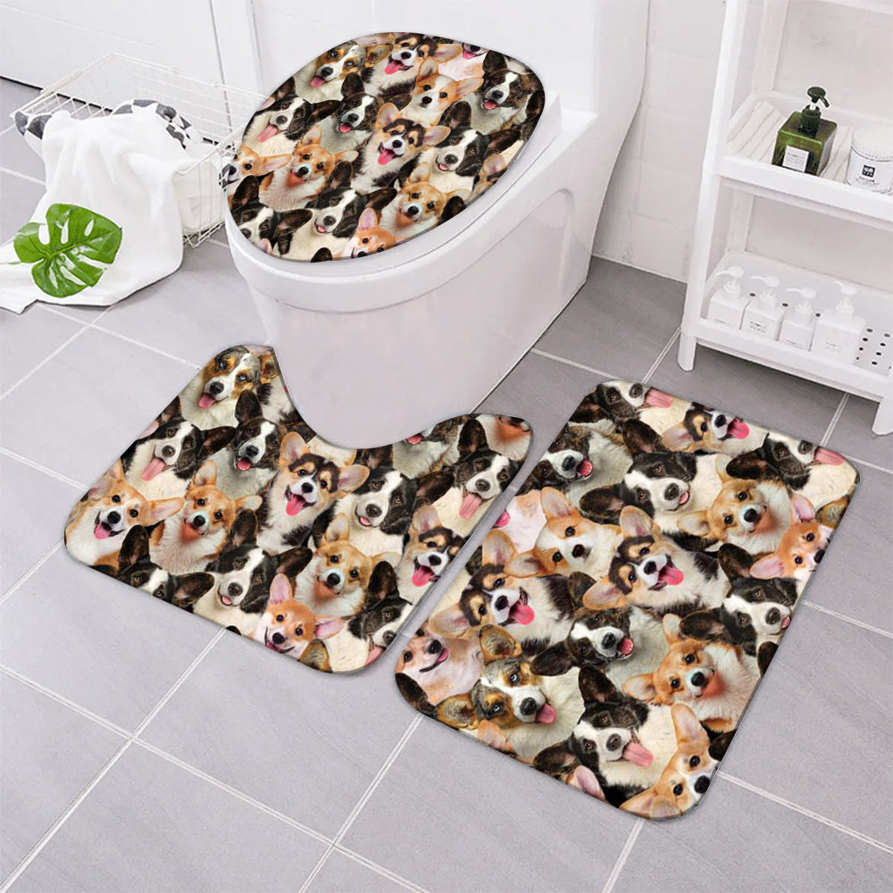 A Bunch Of Welsh Corgis Bathroom Mat Set