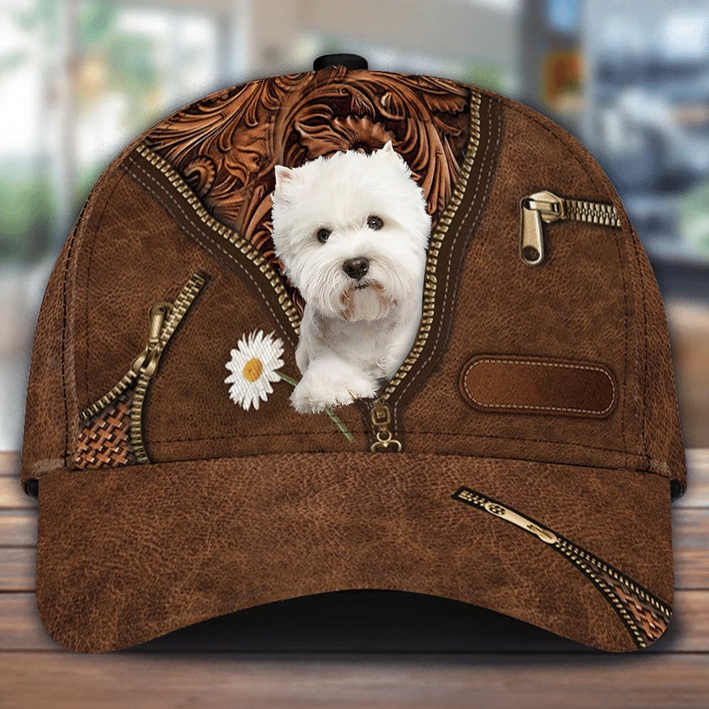 West Highland White Terrier Holding Daisy Unisex Cap
