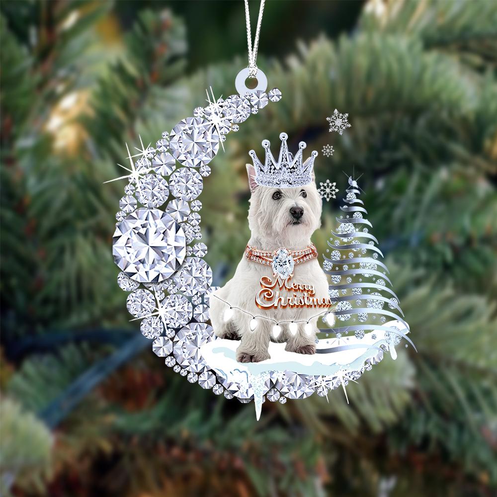 West Highland White Terrier Diamond Moon Merry Christmas Ornament