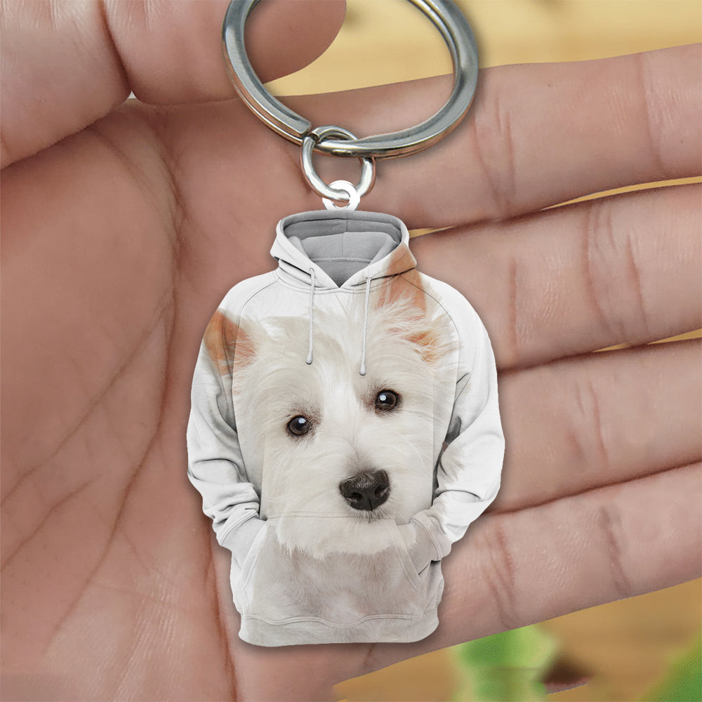 West Highlan White Terrier 3D Graphic Hoodie Acrylic Keychain