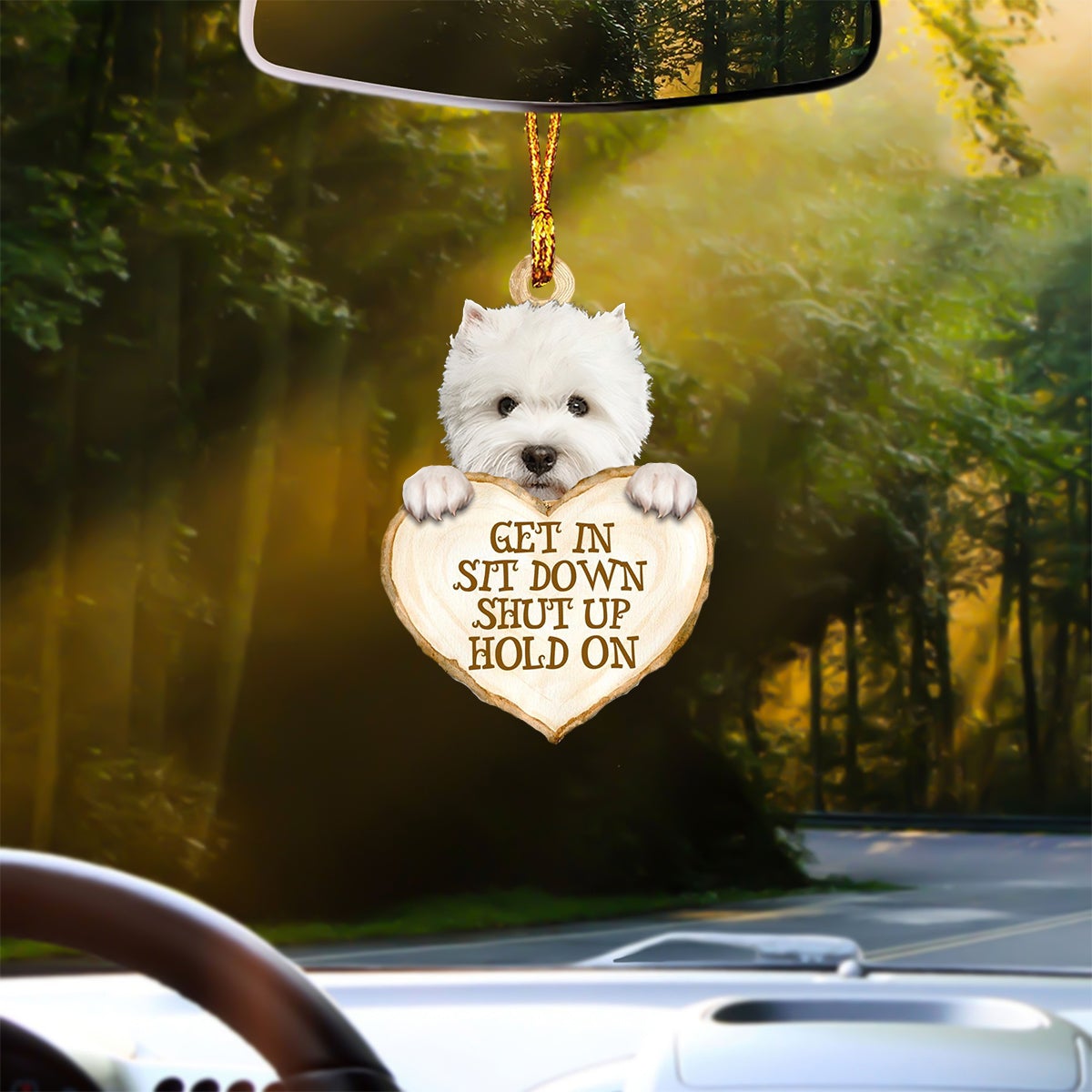 West Highland Dog Heart Shape Get In Car Hanging Ornament