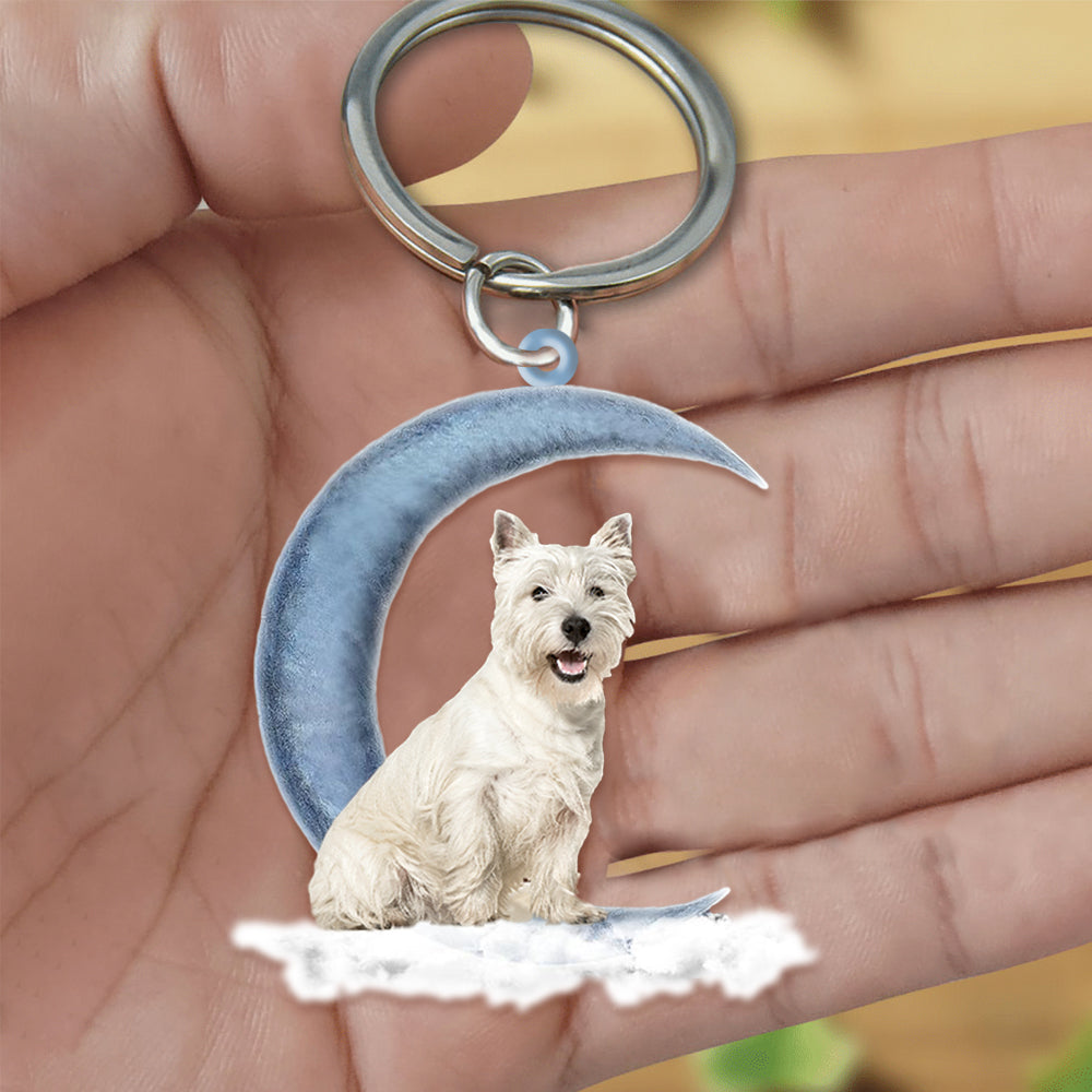 West Highland Terrier On The Moon Flat Acrylic Keychain