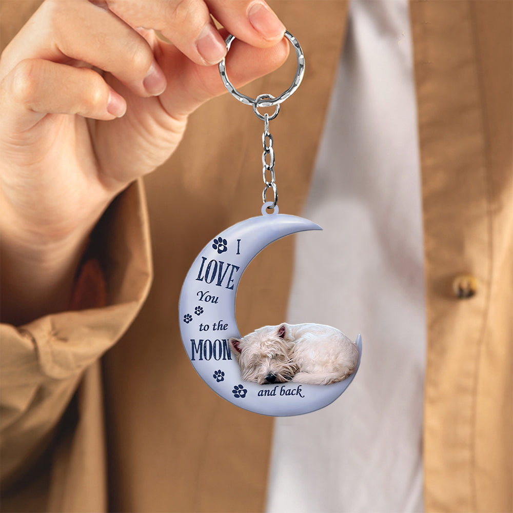West Highland White Terrier I Love You To The Moon And Back Flat Acrylic Keychain