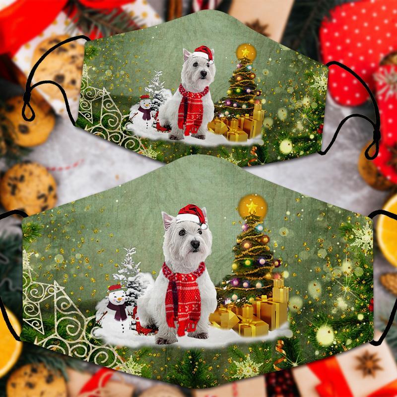 West Highland White Terrier/Westie Merry Christmas Face Mask