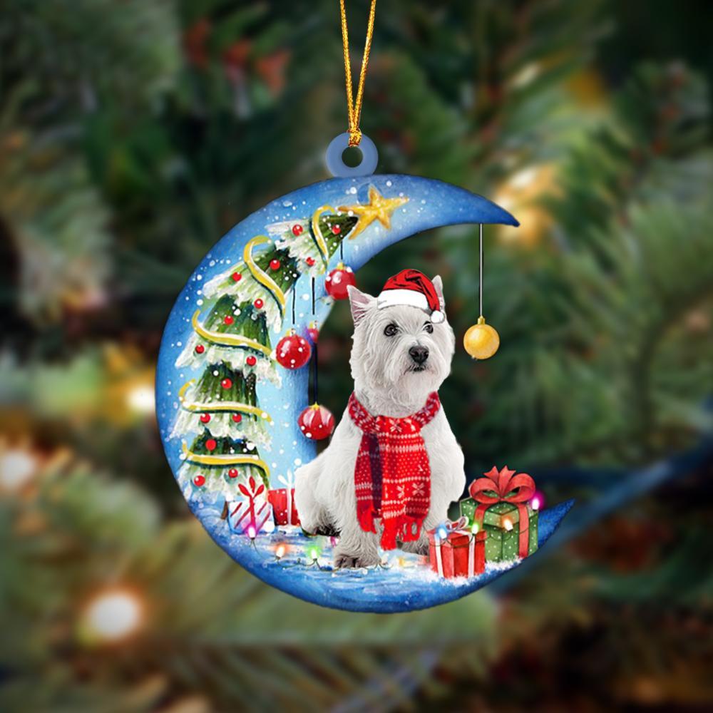 West Highland White Terrier/Westie On The Moon Merry Christmas Hanging Ornament