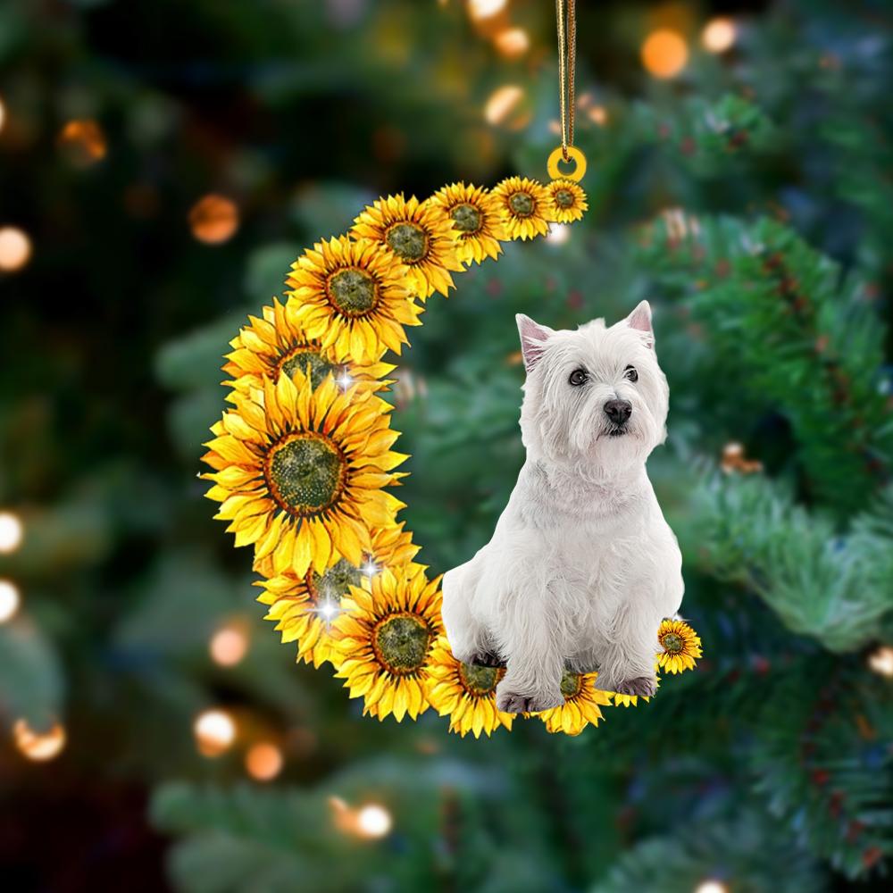 West Highland White Terrier 02 On Sunflower Moon Ornament